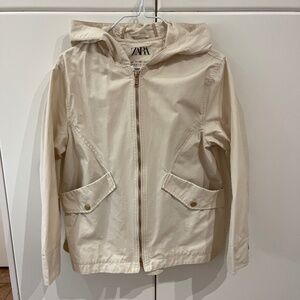 ZARA light beige spring jacket with hood girls size 11-12
